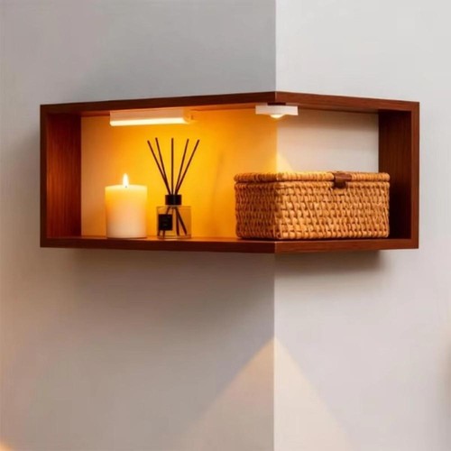 Floating corner wall shelf - wall, 90
