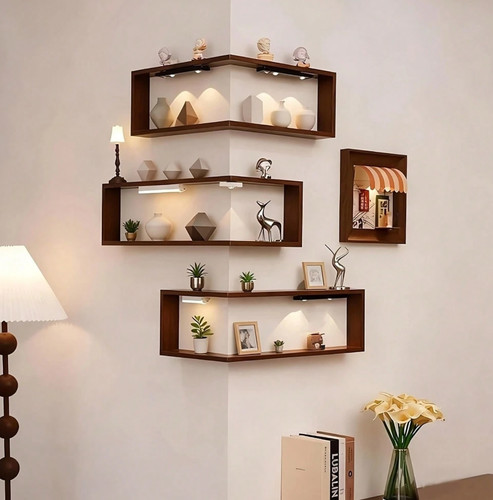 Wooden corner wall shelf - corner,