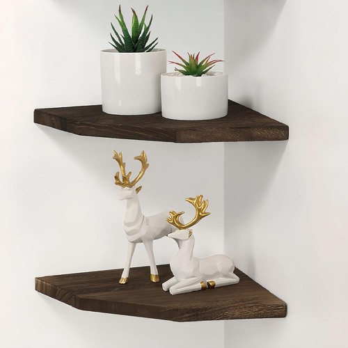Wood corner wall - wood, shelves