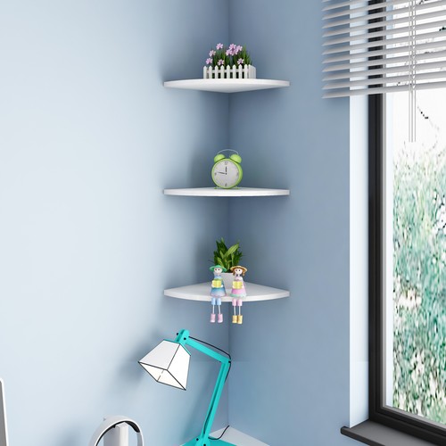 3pcs white floating corner - white,