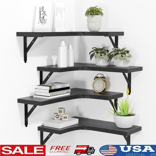 Rustic floating corner shelves - rustic,