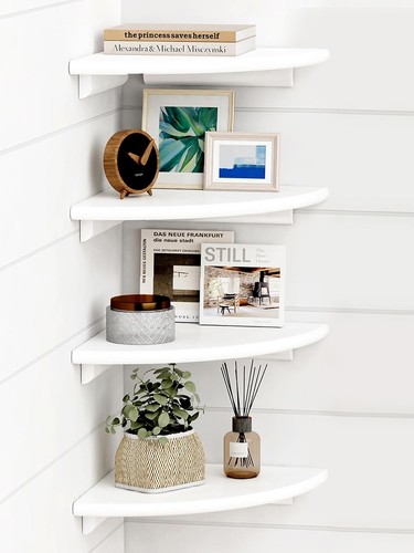White corner floating shelves - white,